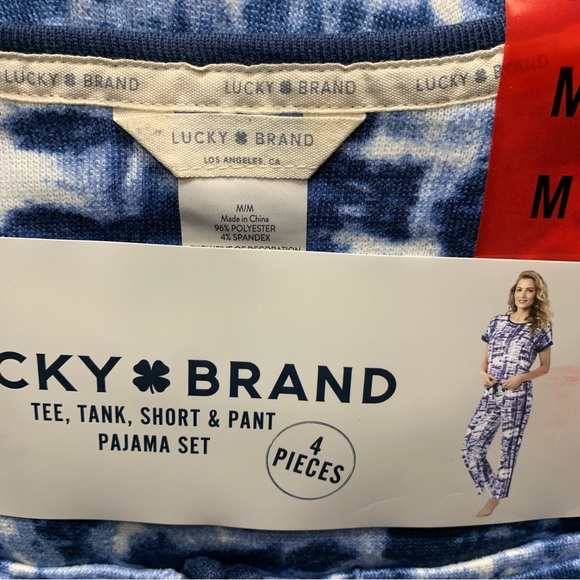 Lucky Brand Ladies' Blue (Winter Tie Dye) 4-Piece Pajama Set NWT - Picture 3 of 14